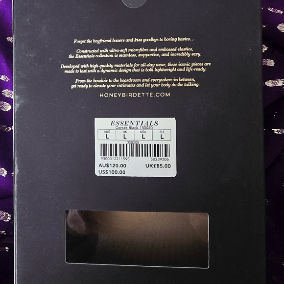 Honey🍯 Burdette NIB Essentials HTF Black 🖤 Corset, Size L - Picture 3 of 10